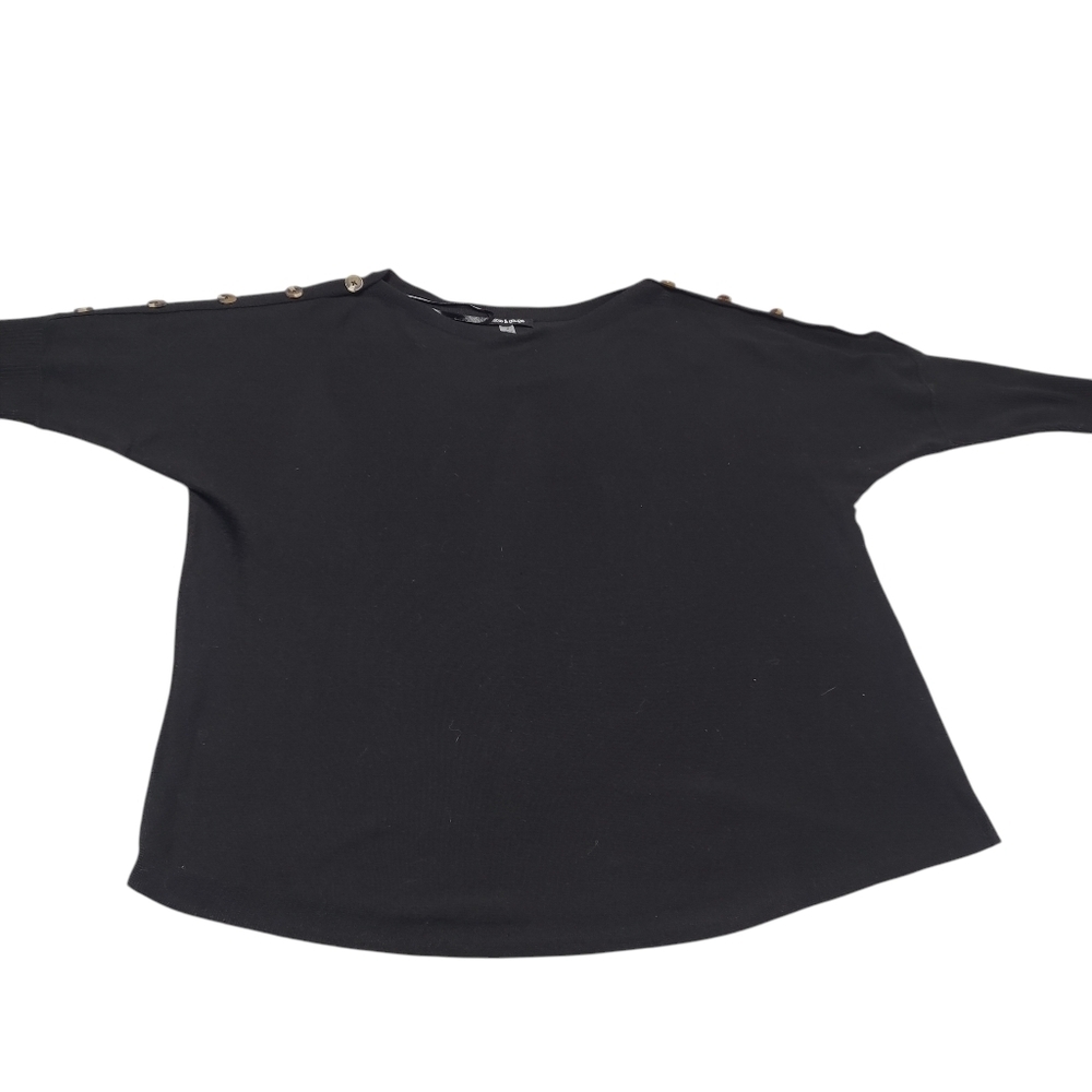 Cable & Gauge Women's Black 3/4 Sleeve Croop Neck Button Arm Sweater Size 1X - Picture 6 of 8